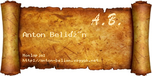 Anton Belián névjegykártya